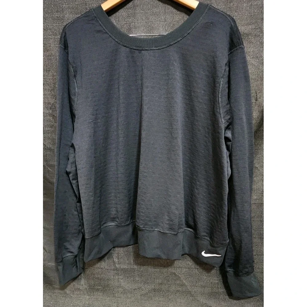 NIKE THERMA-FIT Element Crew Neck Sweatshirt‎ Sz 2X Black Active Gym Long Sleeve
